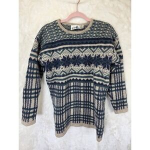 Paul Harris Design Vintage 100% Shetland Wool Fair Isle Plaid‎ Sweater